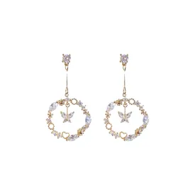 14k Gold Open Butterfly Drop Earring with crystals from Swarovski