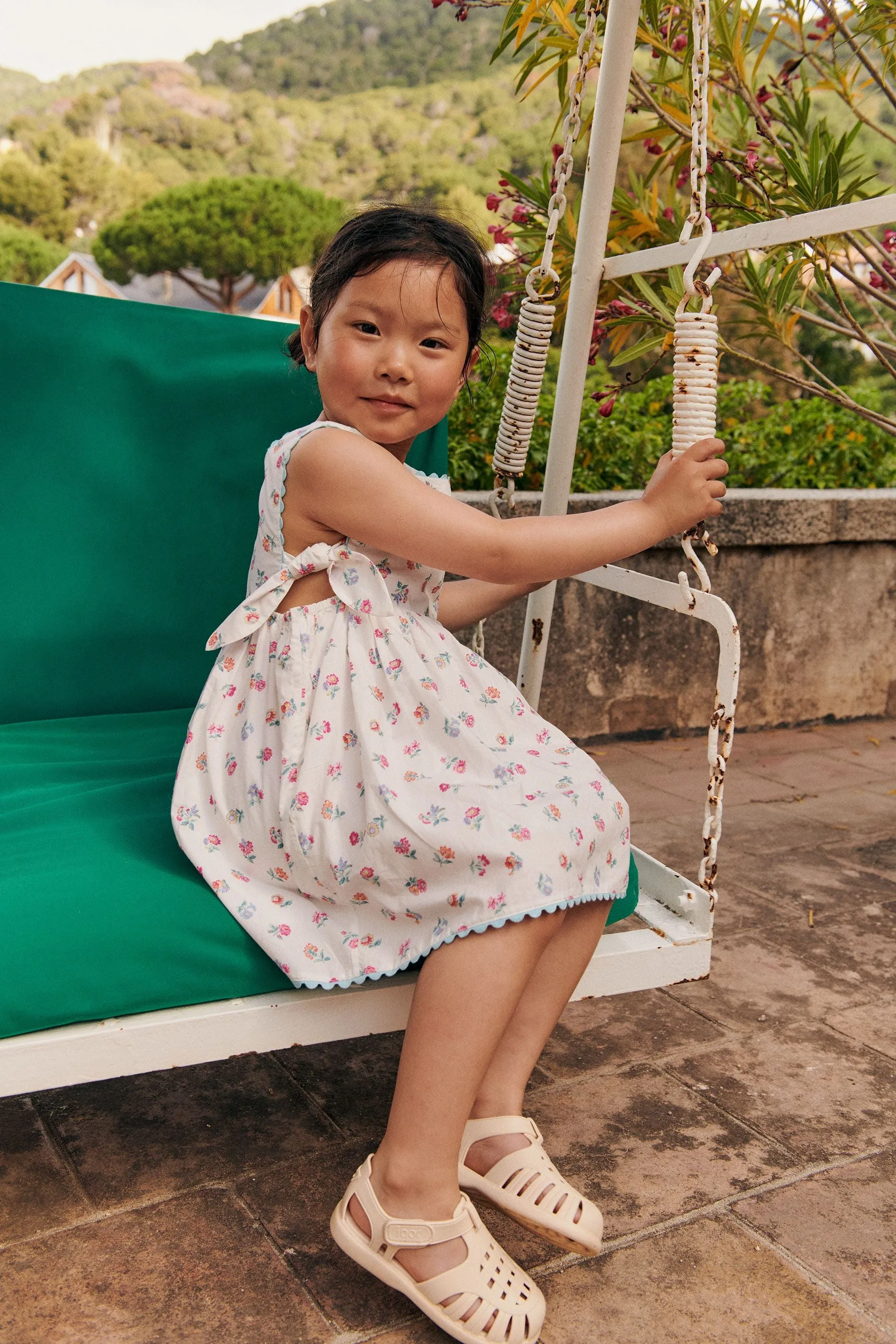 Aloisa Dress in White Felicita Flowers