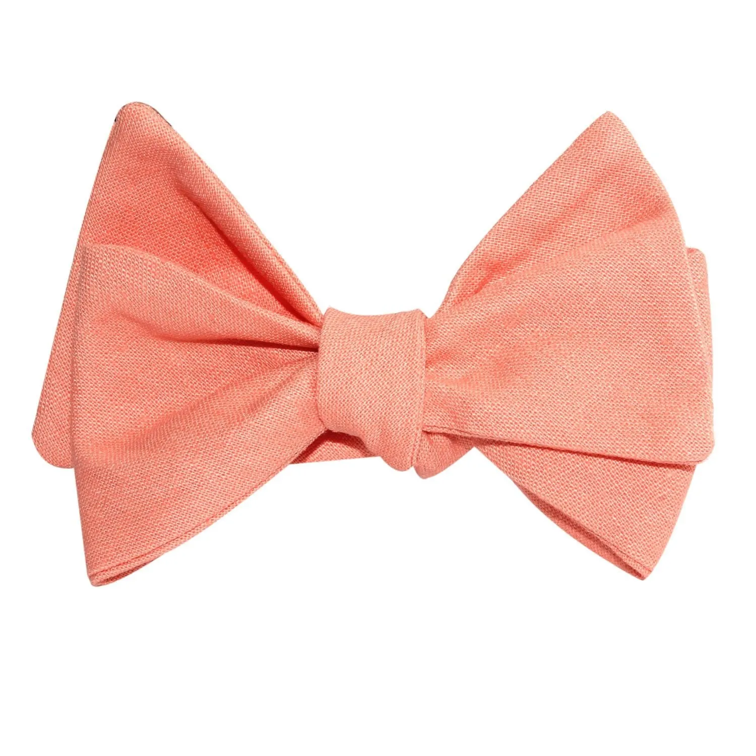 Apricot Peach Slub Linen Self Tie Bow Tie