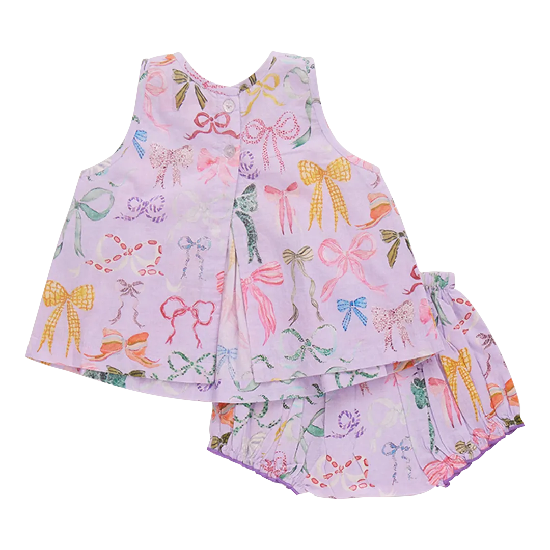 Baby Girls Lavender Watercolor Bows 2 Piece Set