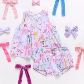 Baby Girls Lavender Watercolor Bows 2 Piece Set