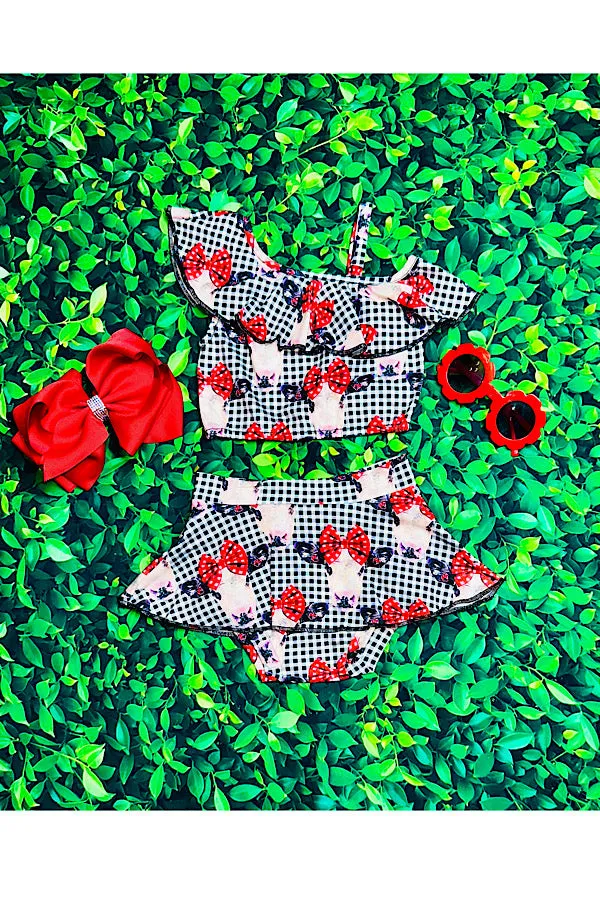 Black & white checkers & cows 2pc baby set XCH0999-9H