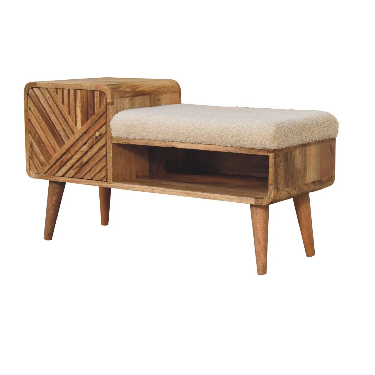 Boucle Carved Telephone Table - Oak by Couch.com