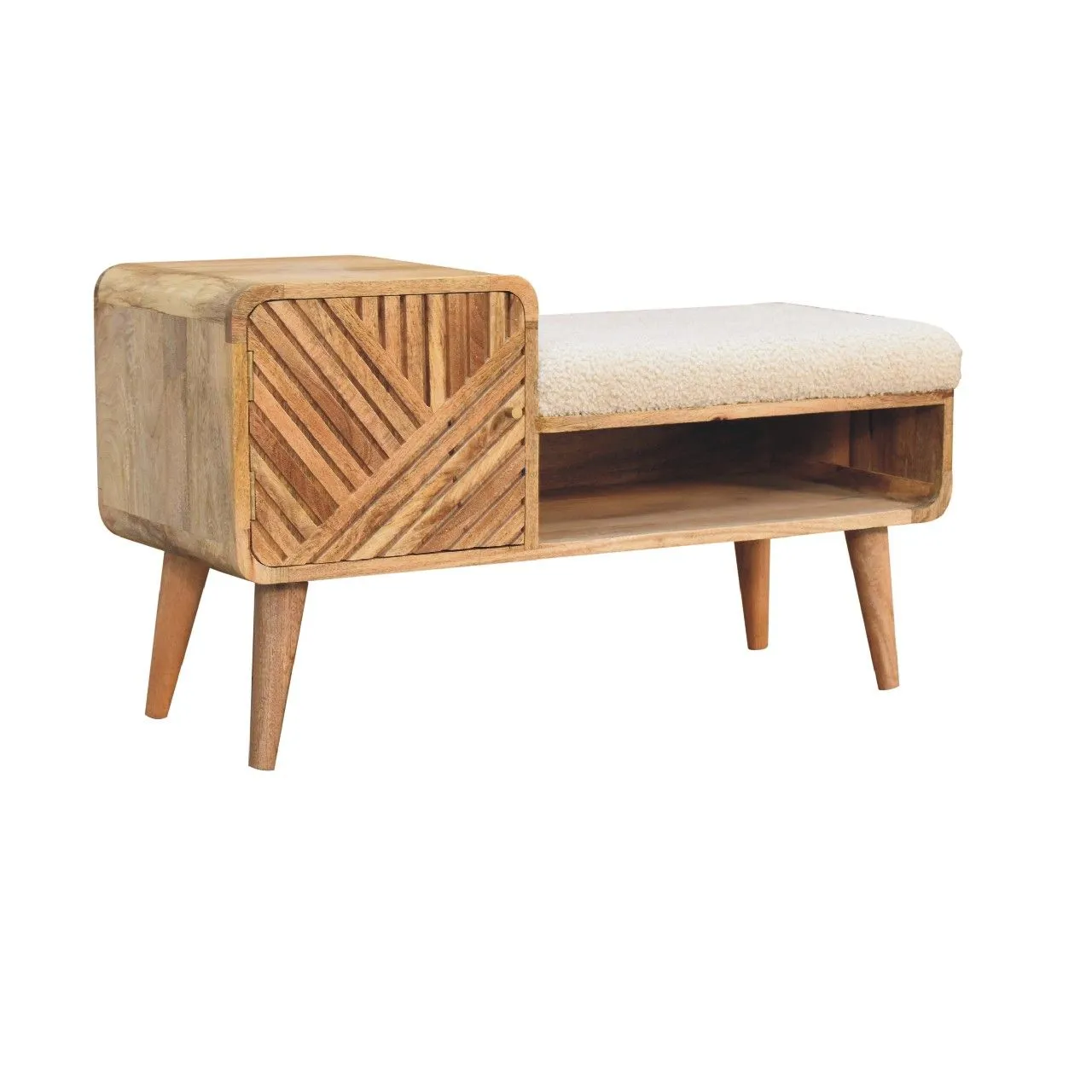 Boucle Carved Telephone Table - Oak by Couch.com