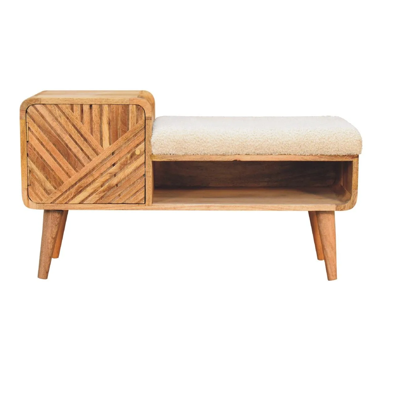 Boucle Carved Telephone Table - Oak by Couch.com