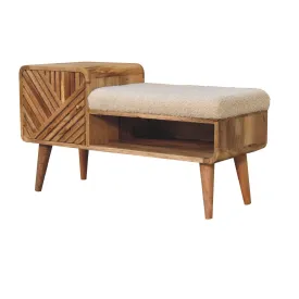 Boucle Carved Telephone Table - Oak by Couch.com