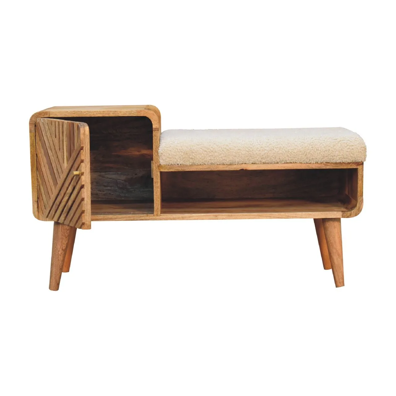 Boucle Carved Telephone Table - Oak by Couch.com