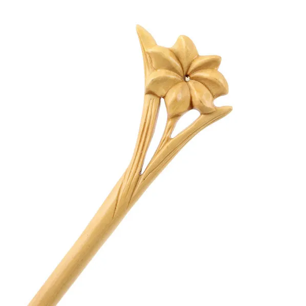 CrystalMood Handmade Carved Wood Hair Stick 7-Petal Flower