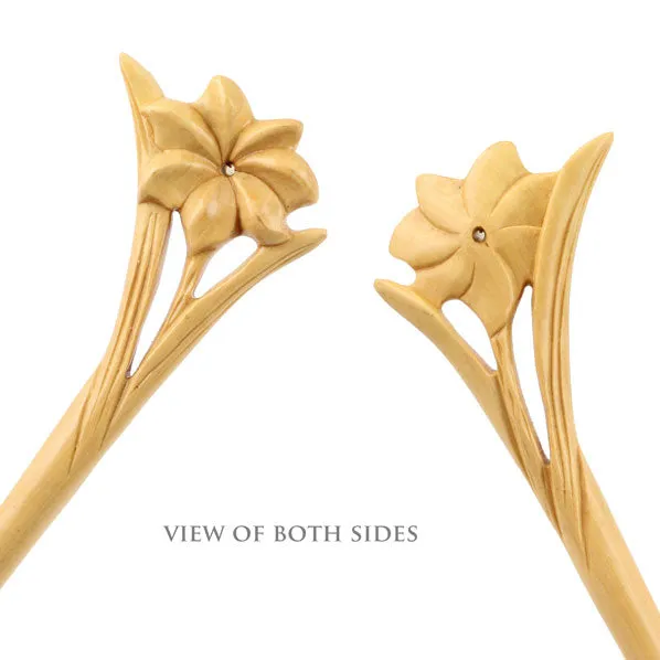 CrystalMood Handmade Carved Wood Hair Stick 7-Petal Flower