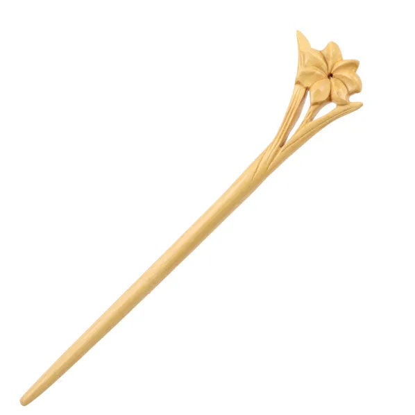 CrystalMood Handmade Carved Wood Hair Stick 7-Petal Flower