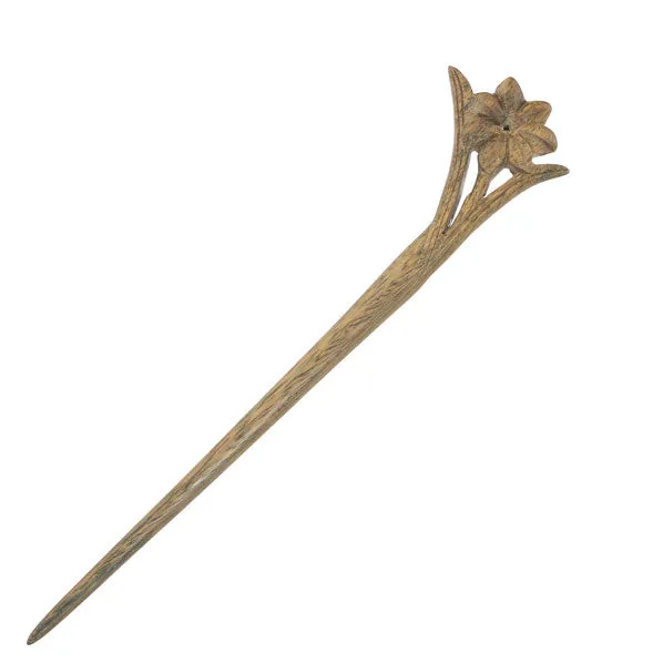 CrystalMood Handmade Carved Wood Hair Stick 7-Petal Flower