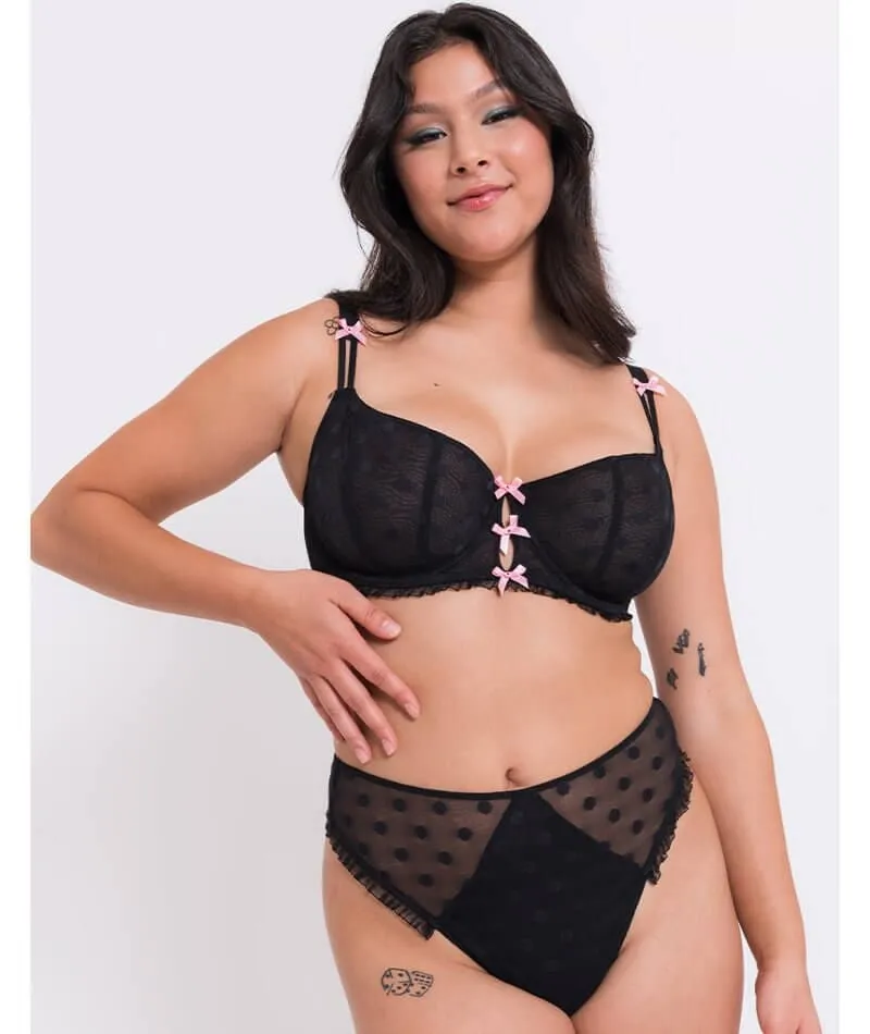 Curvy Kate Frill Me Balcony Bra - Black/Pink