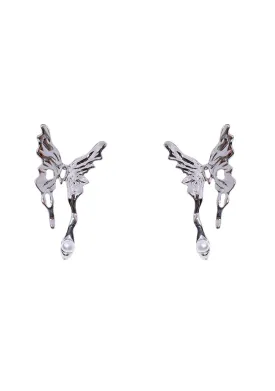 Elegant Butterfly Silver Earnail Earrings