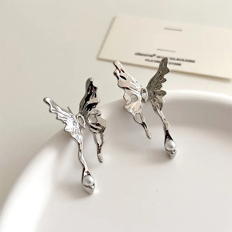 Elegant Butterfly Silver Earnail Earrings