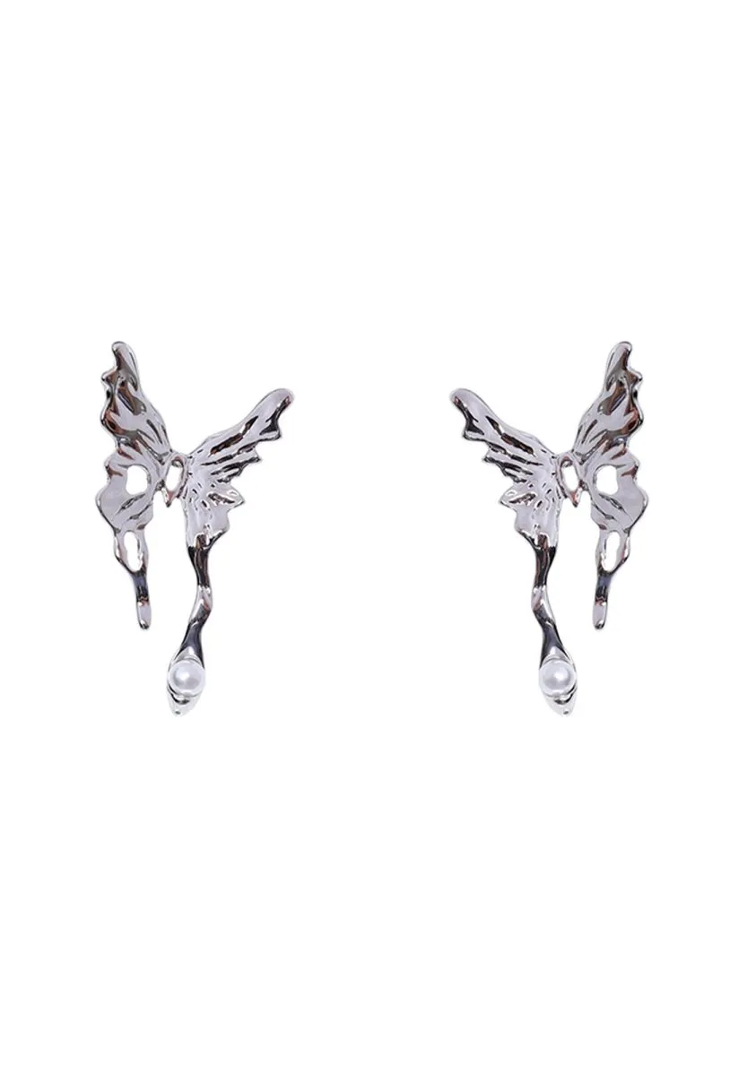 Elegant Butterfly Silver Earnail Earrings