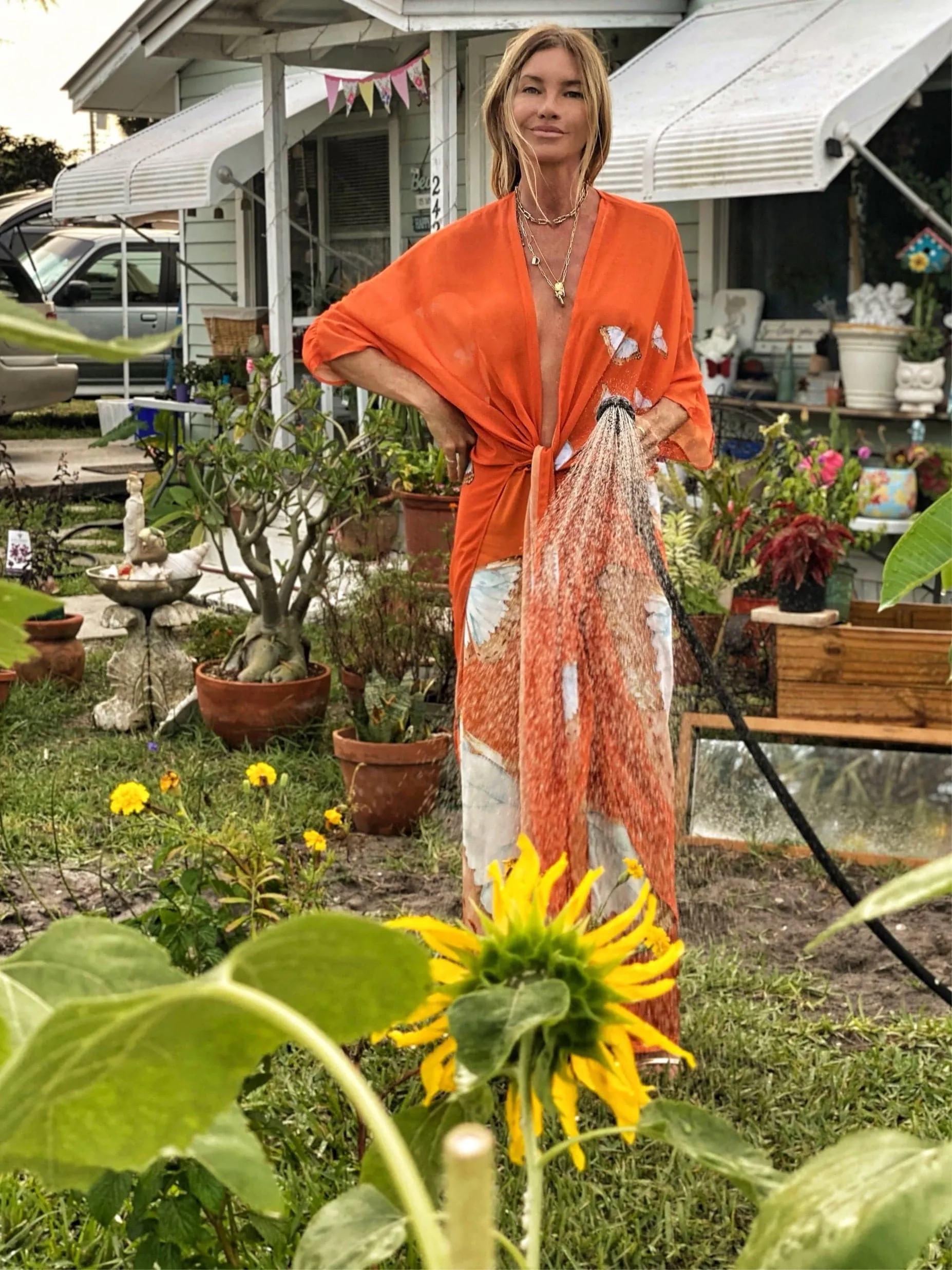 Erte Kaftan Tangerine Butterfly