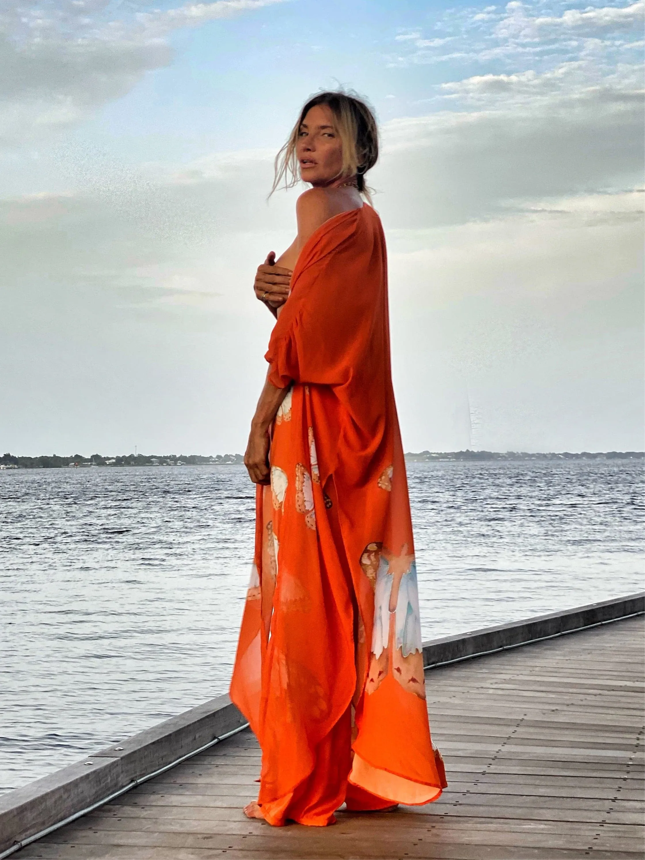 Erte Kaftan Tangerine Butterfly