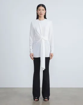 Finesse Crepe Twisted Waist Blouse