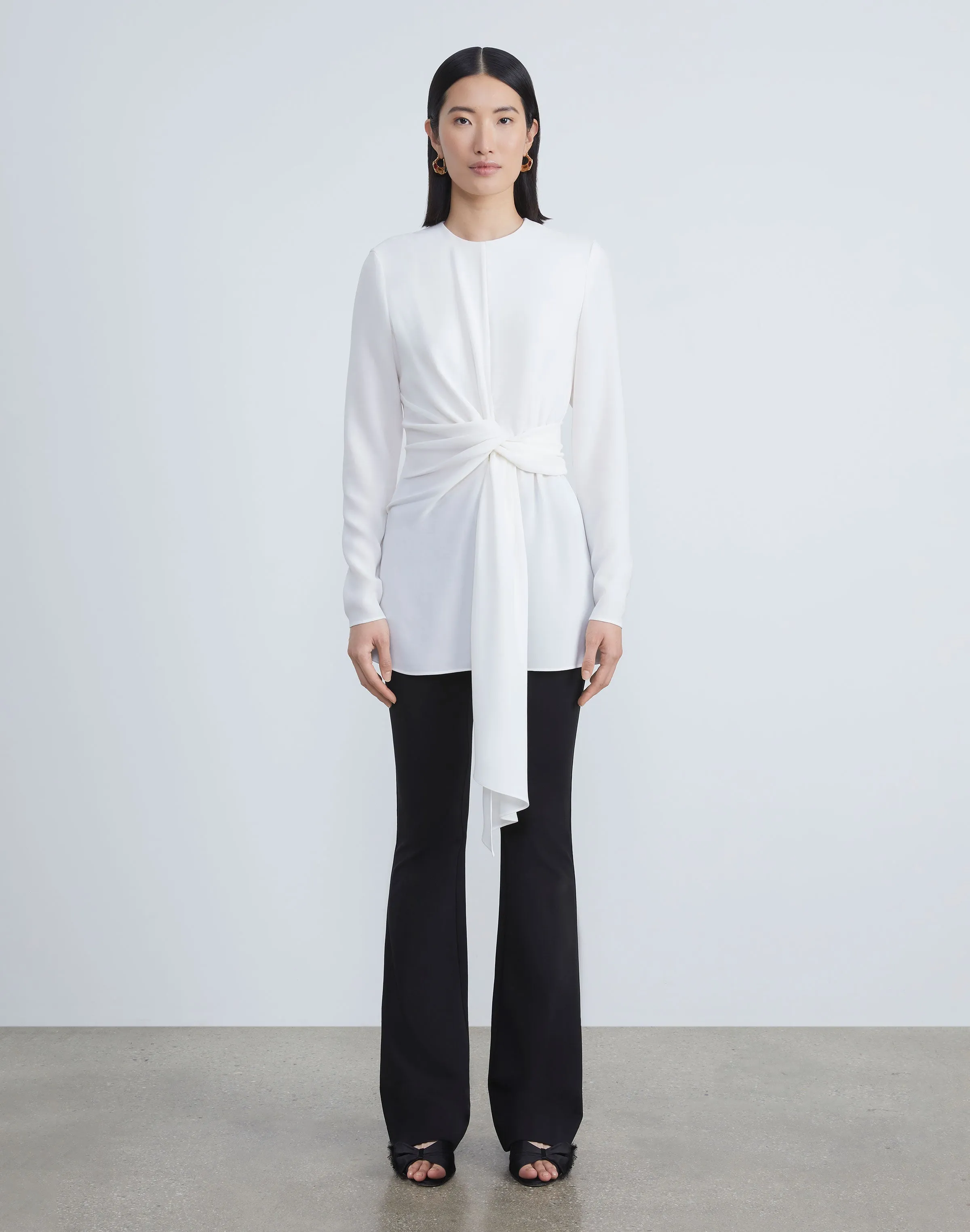 Finesse Crepe Twisted Waist Blouse