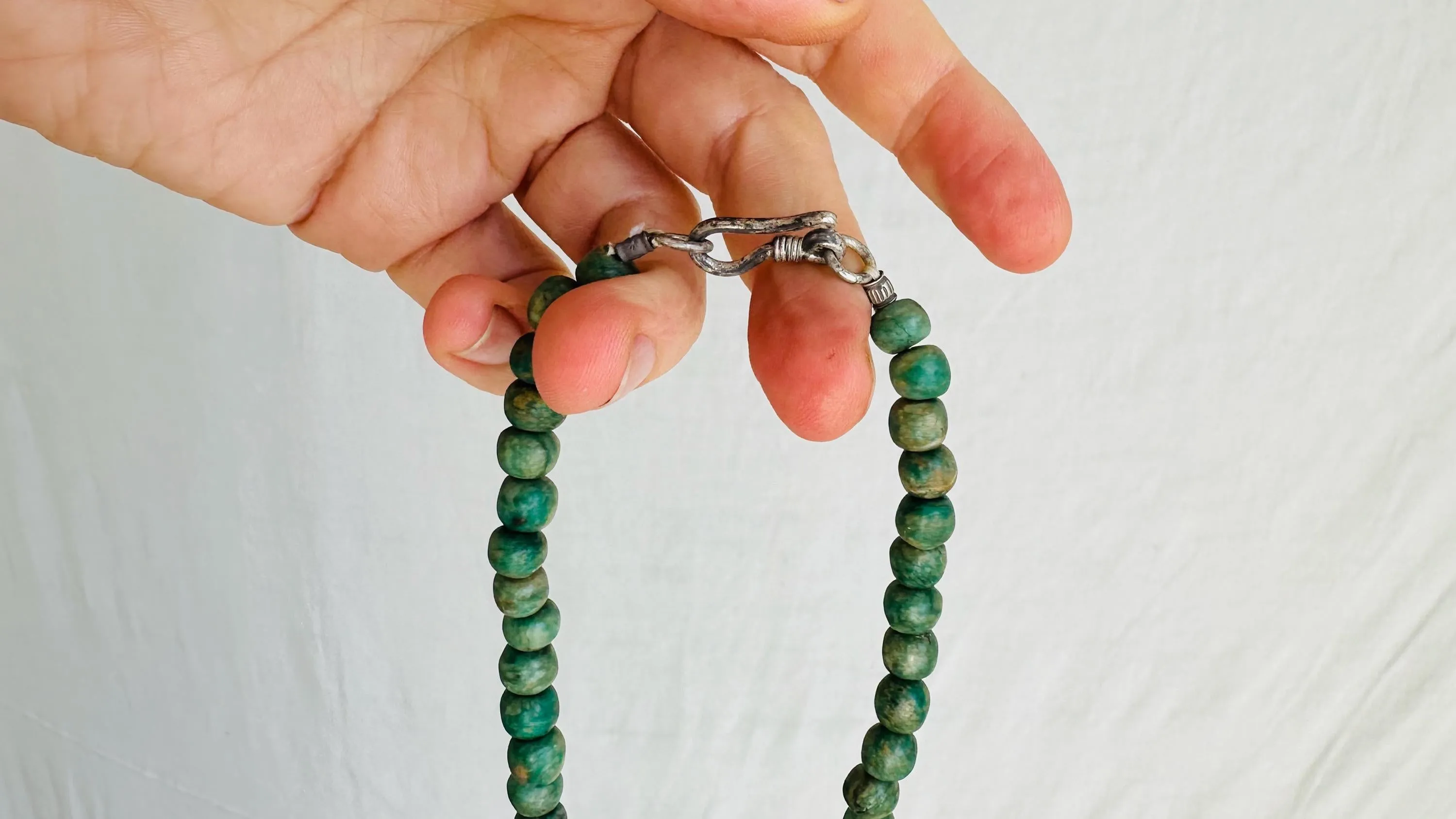 Guatemalita and Assorted Treasures Necklace. Jadeite and Sterling Silver. 2544