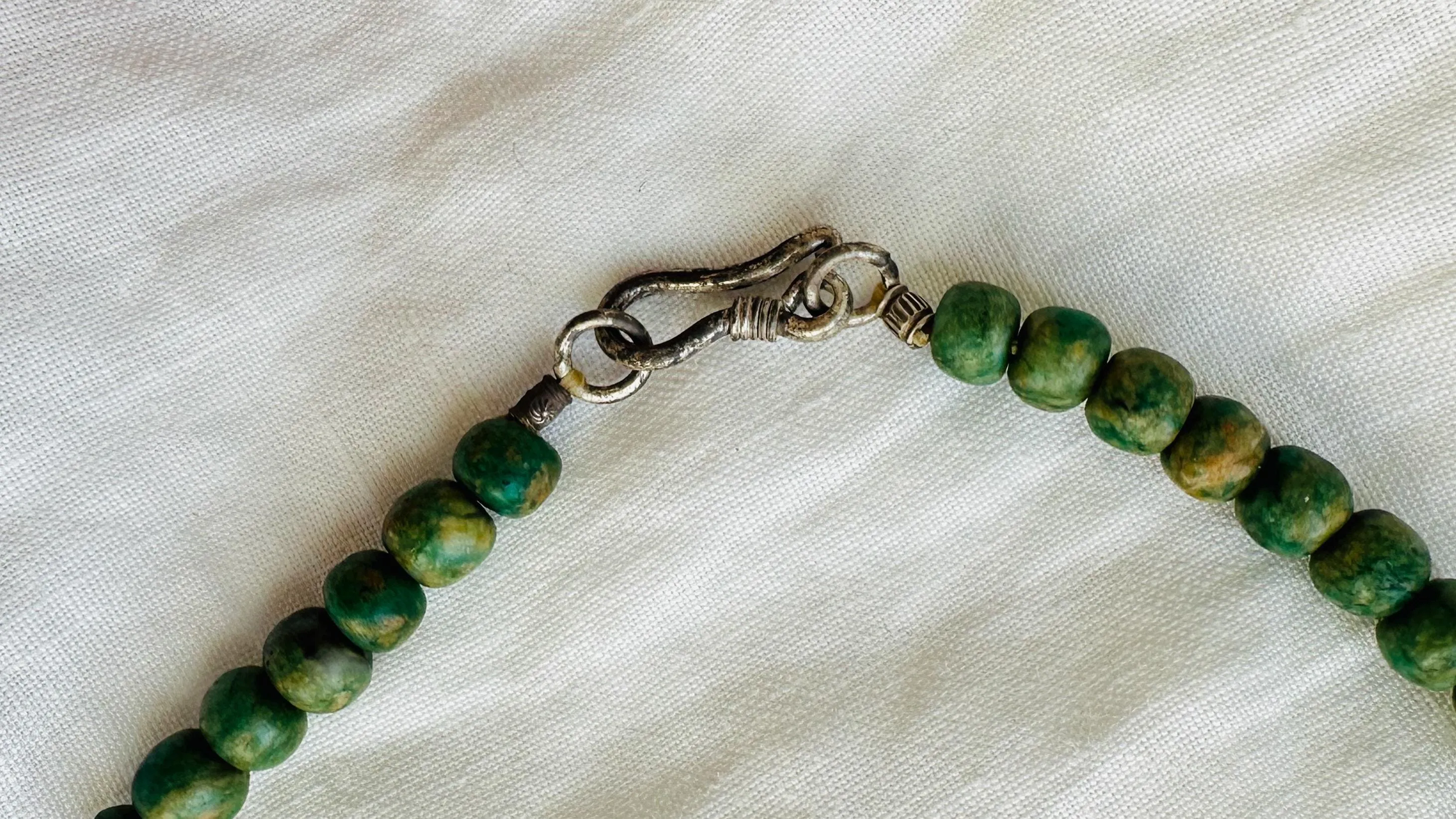 Guatemalita and Assorted Treasures Necklace. Jadeite and Sterling Silver. 2544