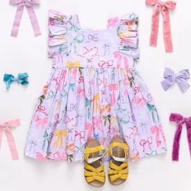 Lavender Watercolor Bows Elsie Dress