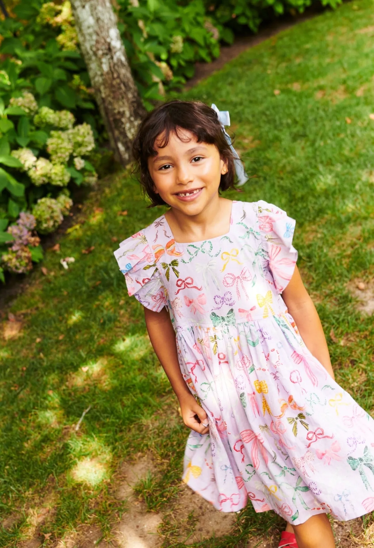 Lavender Watercolor Bows Elsie Dress