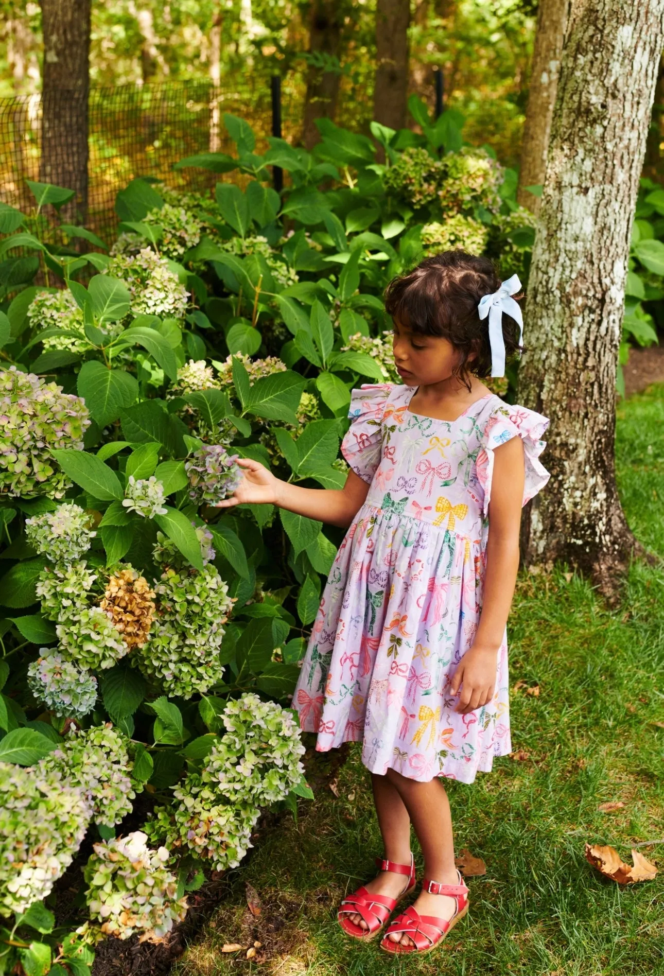 Lavender Watercolor Bows Elsie Dress