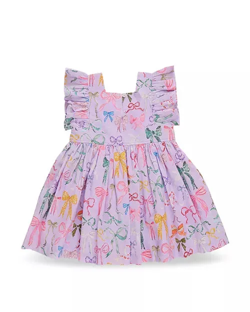 Lavender Watercolor Bows Elsie Dress