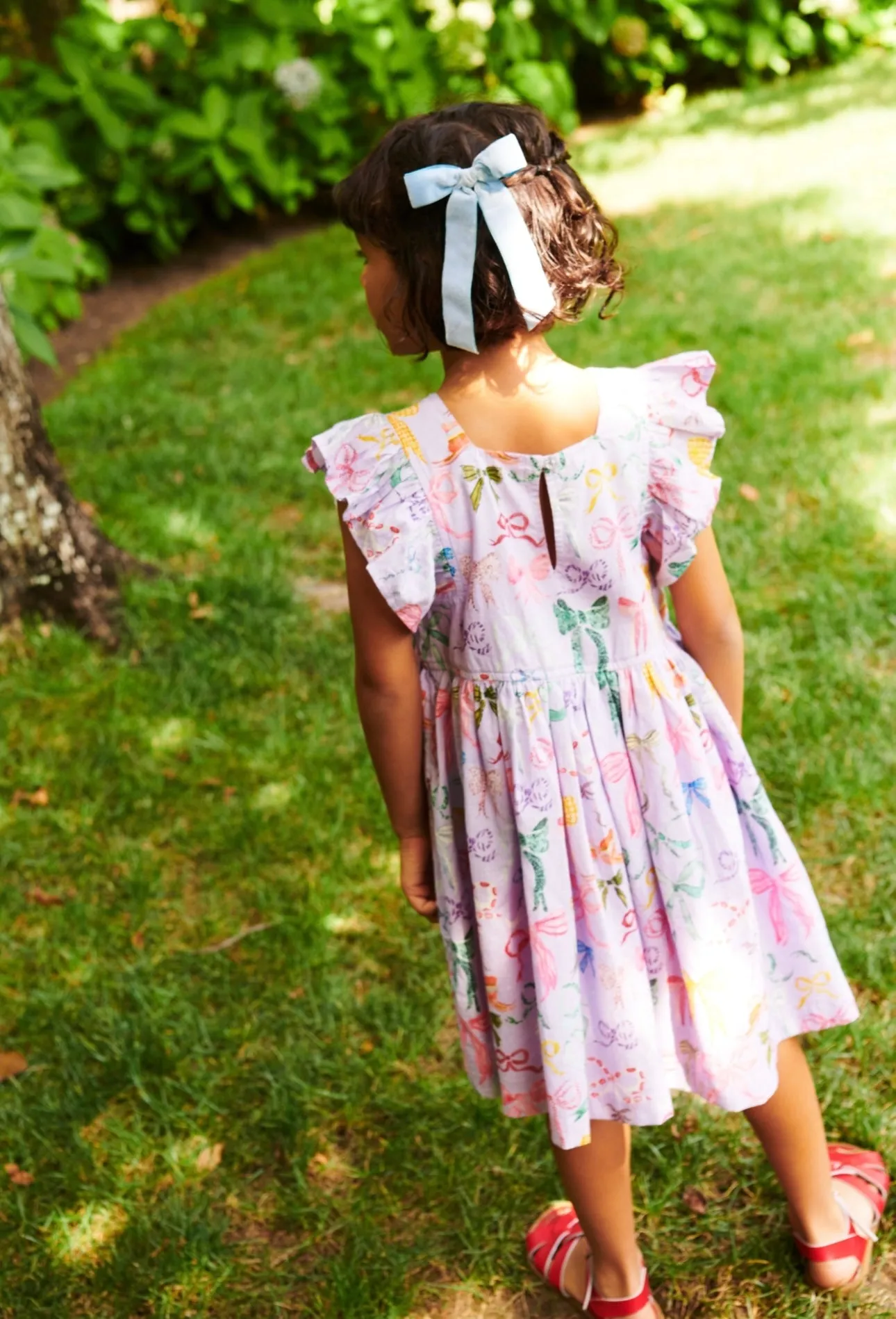 Lavender Watercolor Bows Elsie Dress