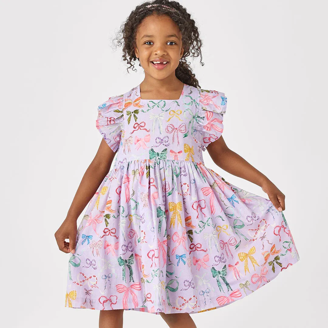 Lavender Watercolor Bows Elsie Dress