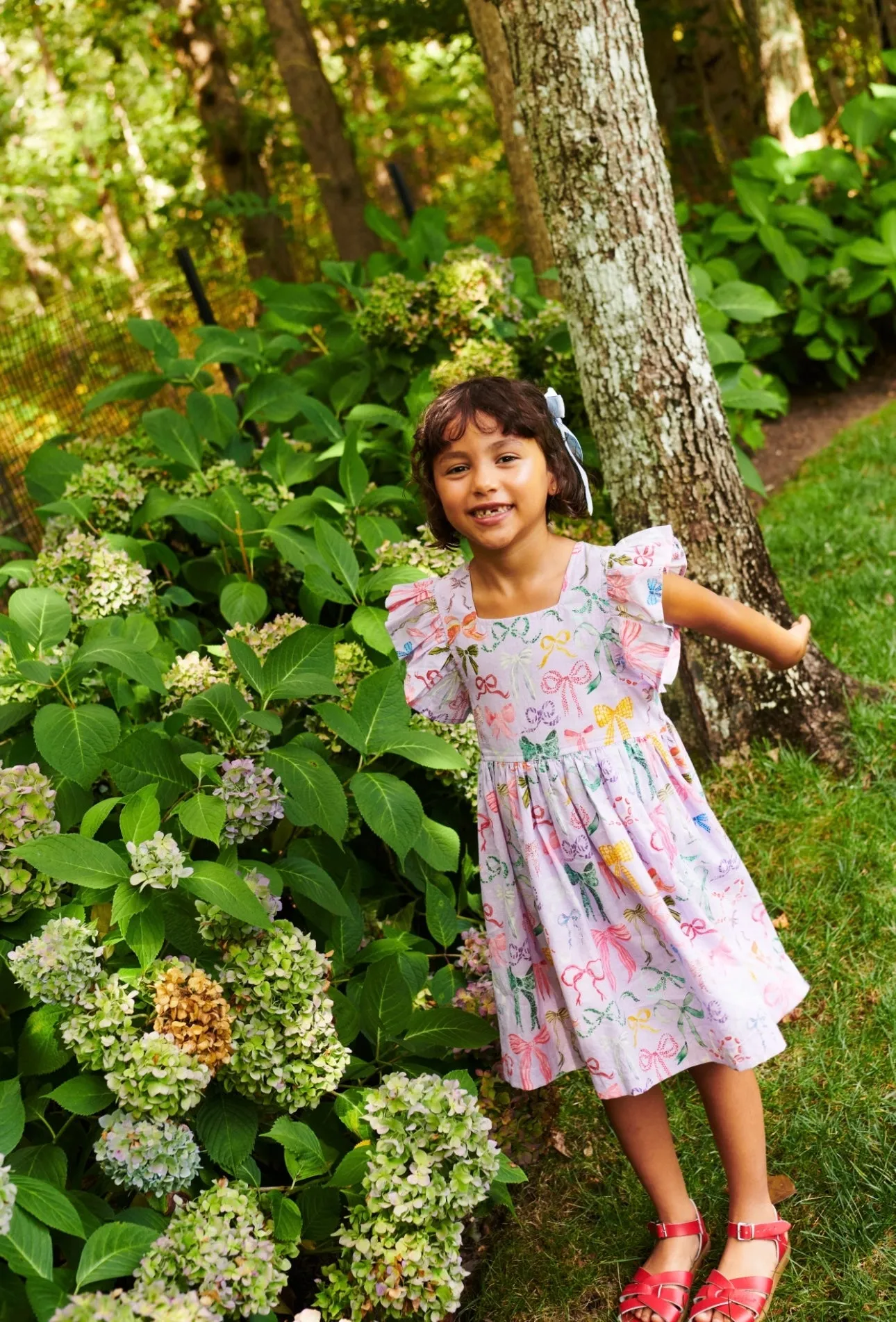 Lavender Watercolor Bows Elsie Dress