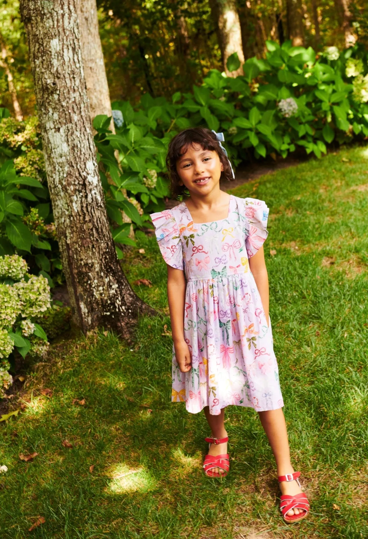 Lavender Watercolor Bows Elsie Dress