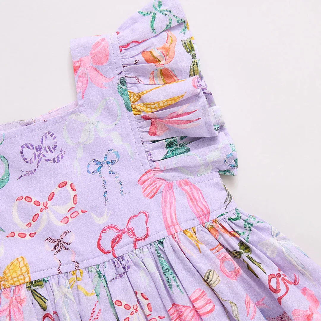 Lavender Watercolor Bows Elsie Dress