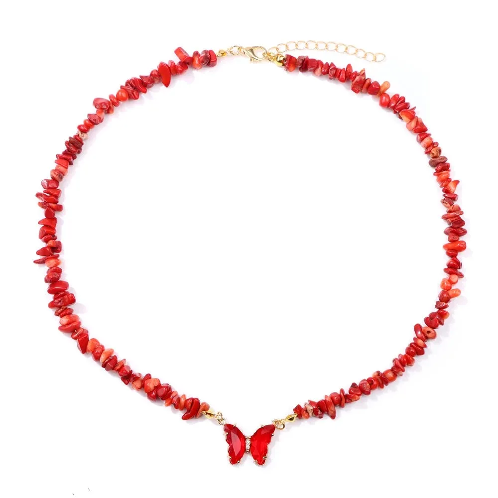 Natural Butterfly Gem Necklace