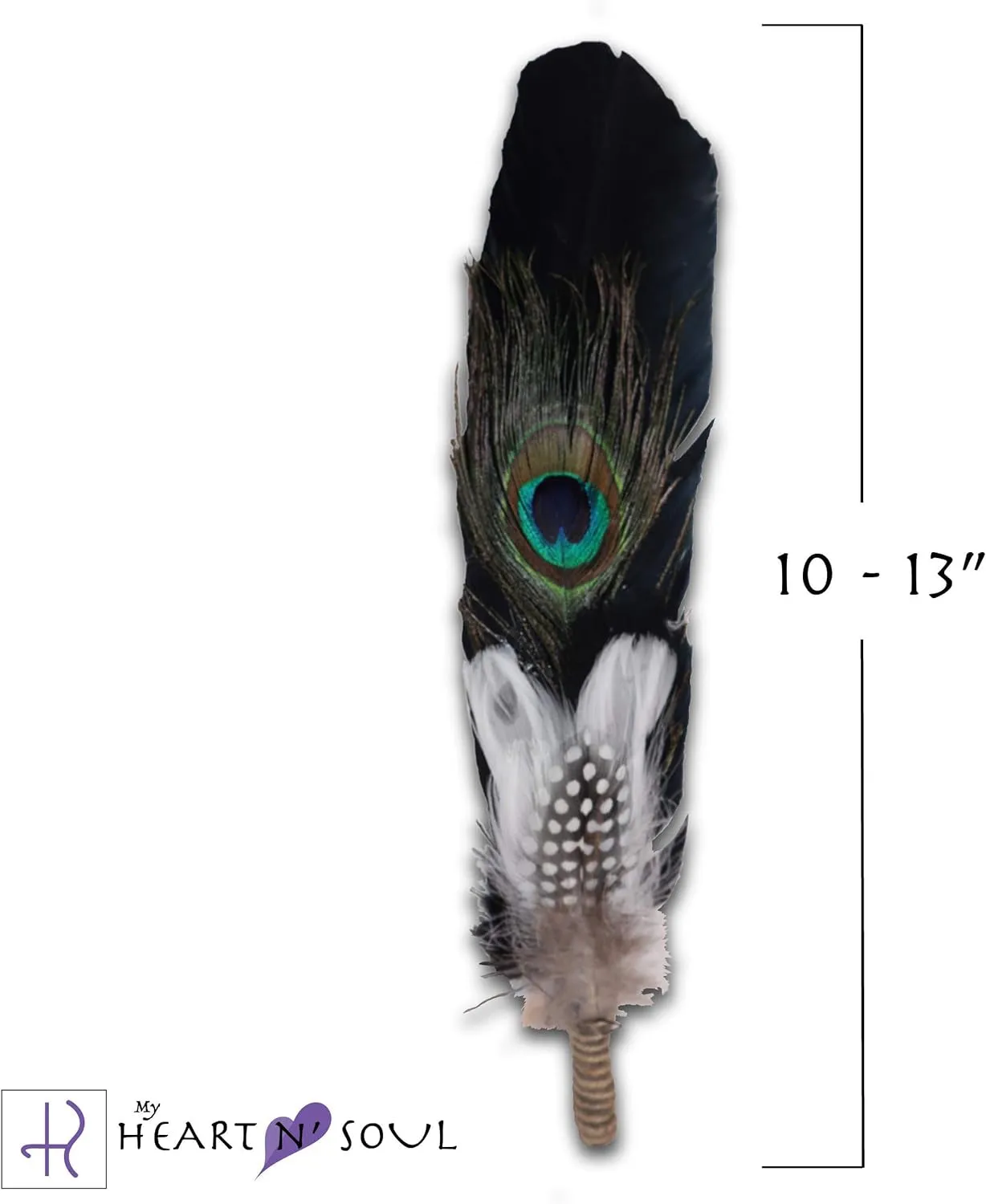 New Smudge Kit with Sage, Turkey and Peacock Feather, Unique Homecrafted Energy Cleansing Clearing Spiritual Practice House Smudging - Detailed Instructions for Beginners (Black/White)