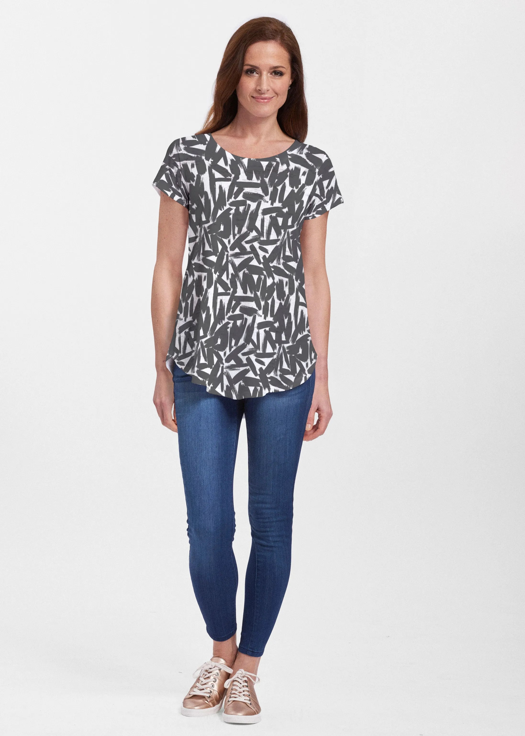 Pick Up Sticks (14300) ~ Short Sleeve Scoop Neck Flowy Tunic