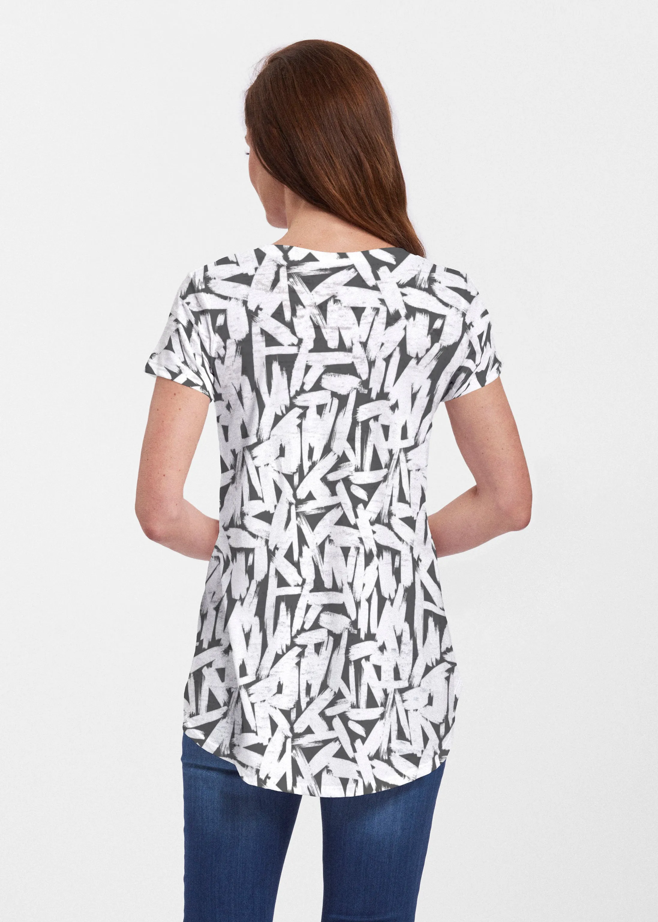 Pick Up Sticks (14300) ~ Short Sleeve Scoop Neck Flowy Tunic
