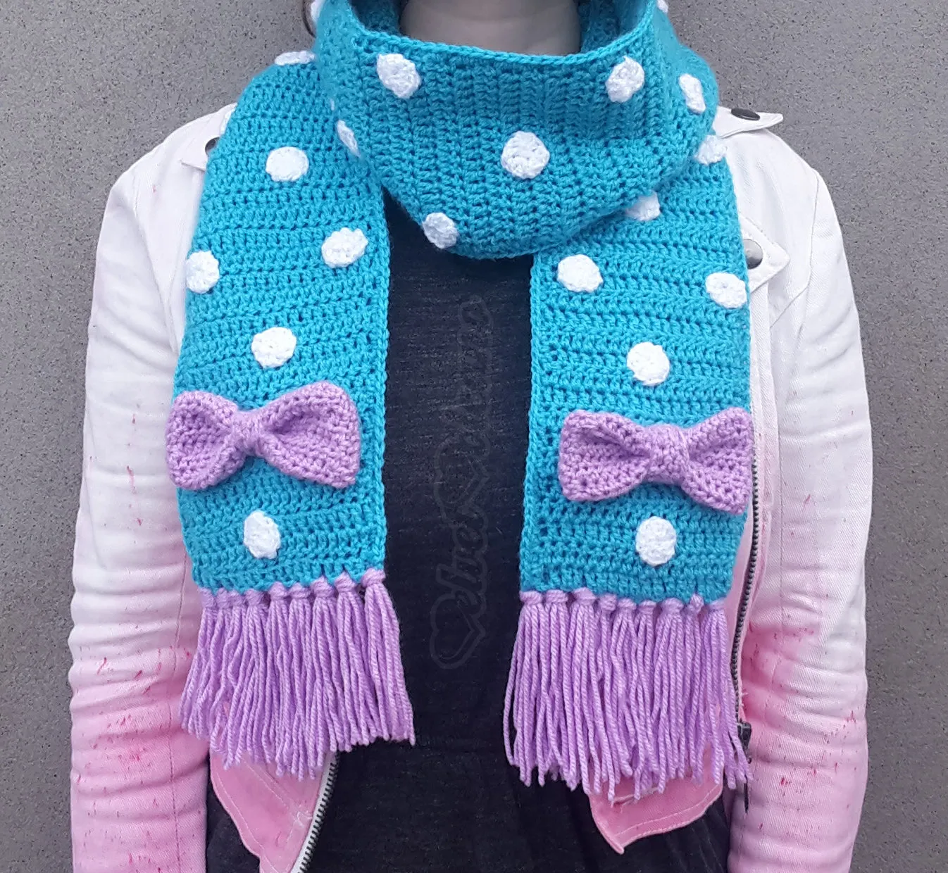 Polka Dot Bow Scarf (Custom Colour)