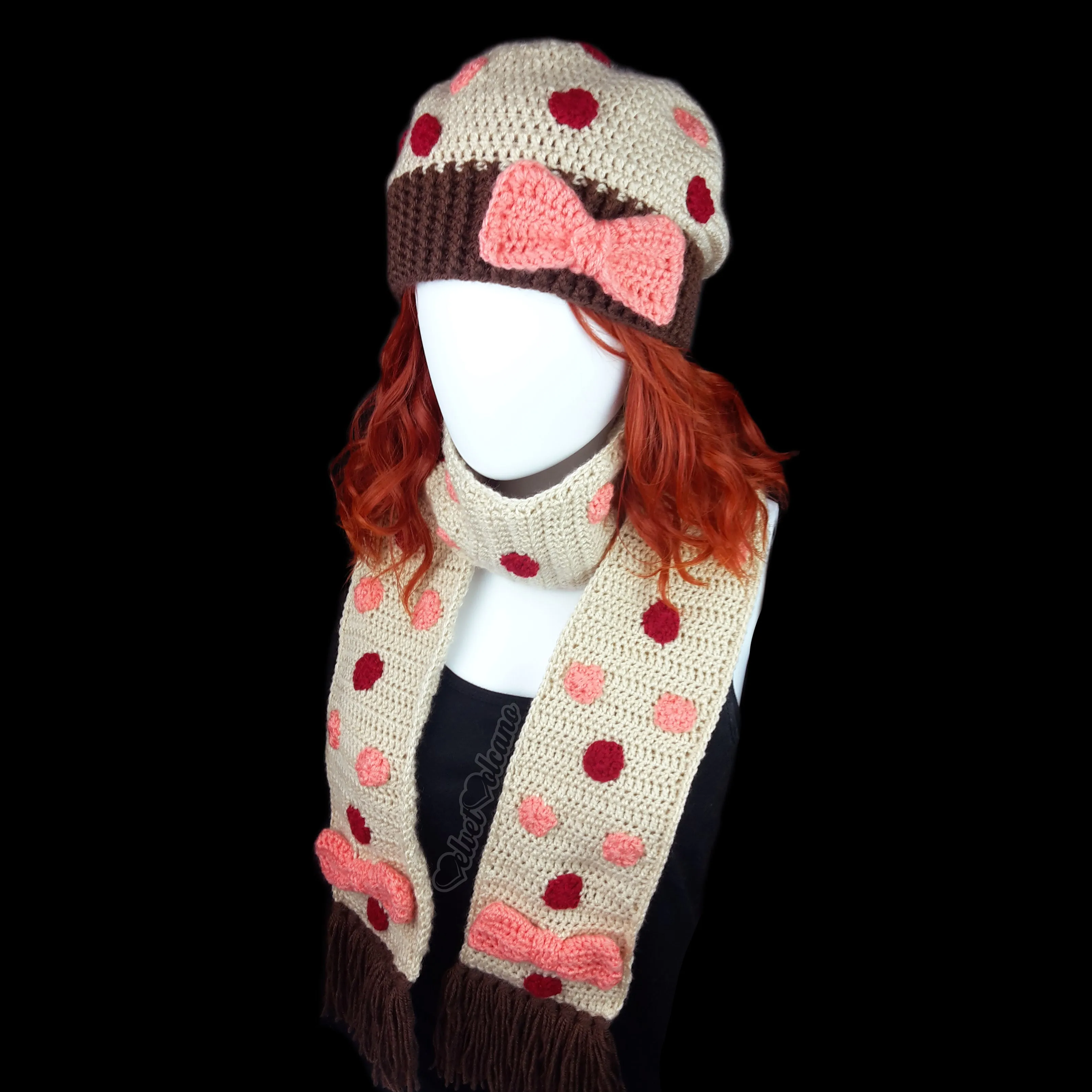 Polka Dot Bow Scarf (Custom Colour)