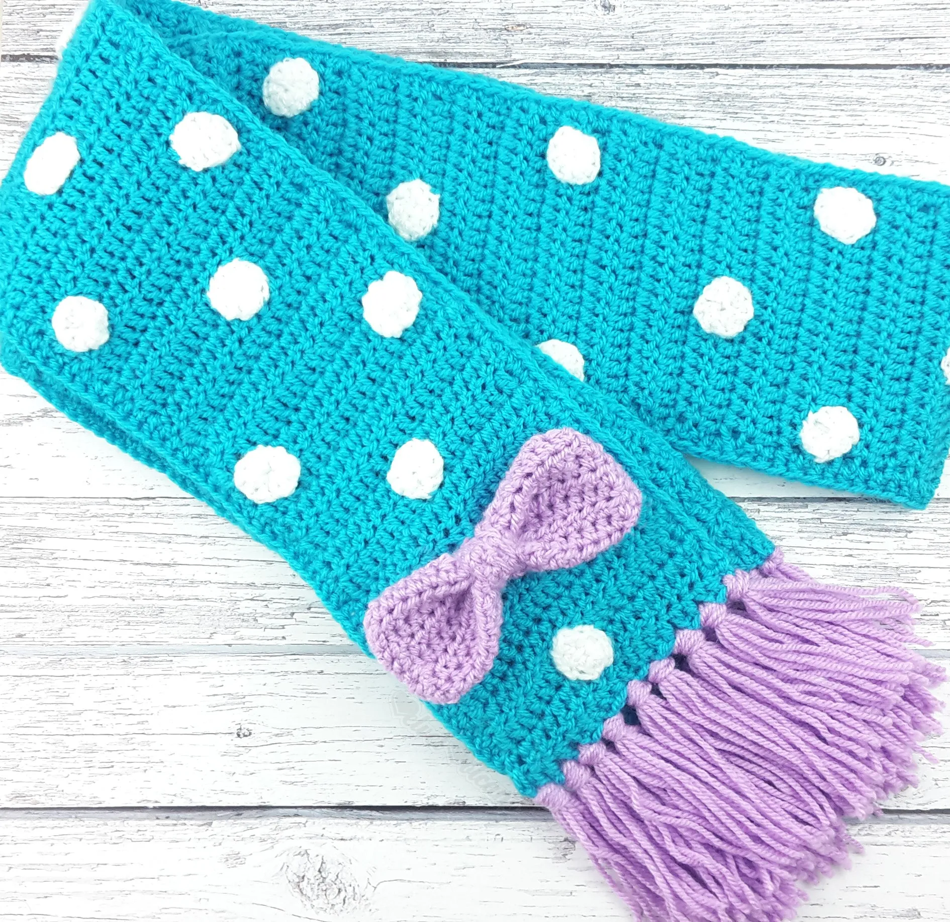 Polka Dot Bow Scarf (Custom Colour)