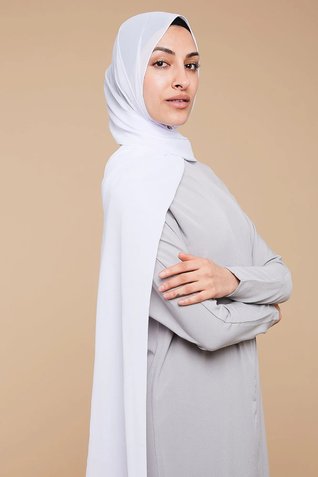 Pure White Soft Crepe Chiffon Hijab