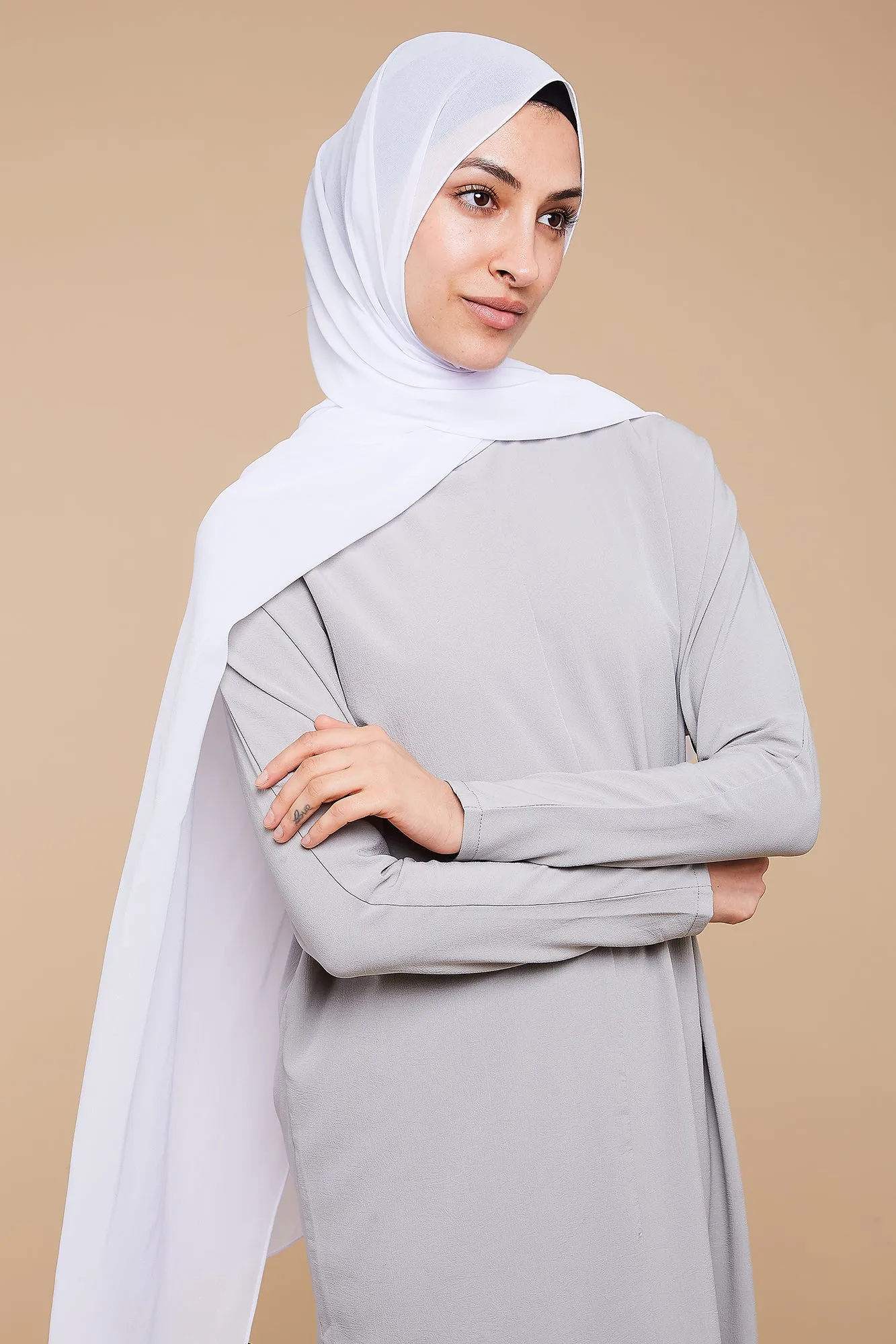 Pure White Soft Crepe Chiffon Hijab