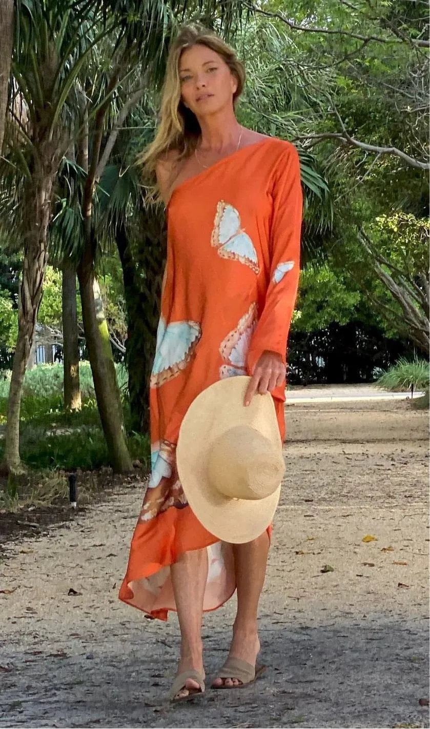 Renee Kaftan Butterfly Tangerine