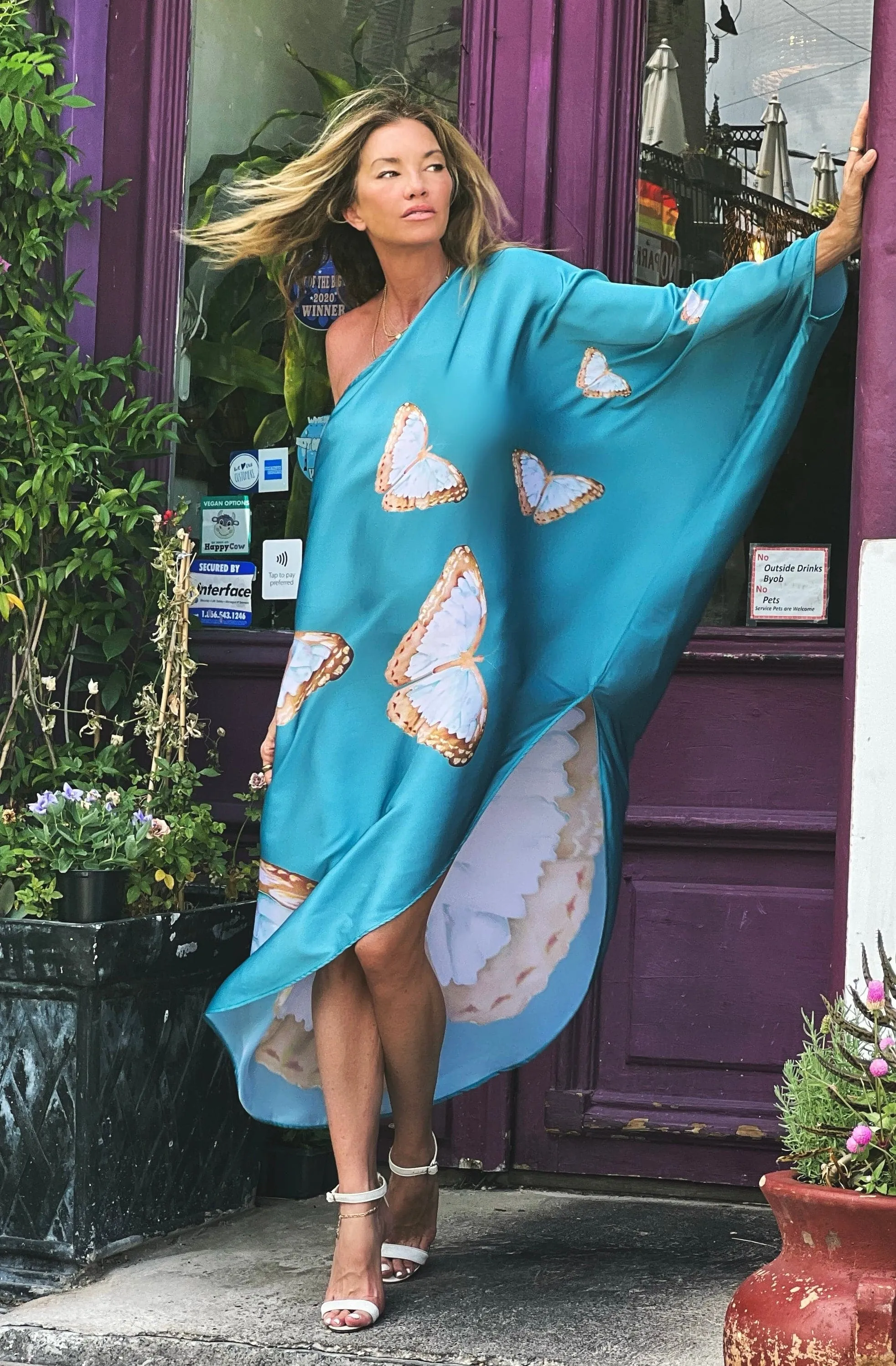 Renee Kaftan Butterfly Teal
