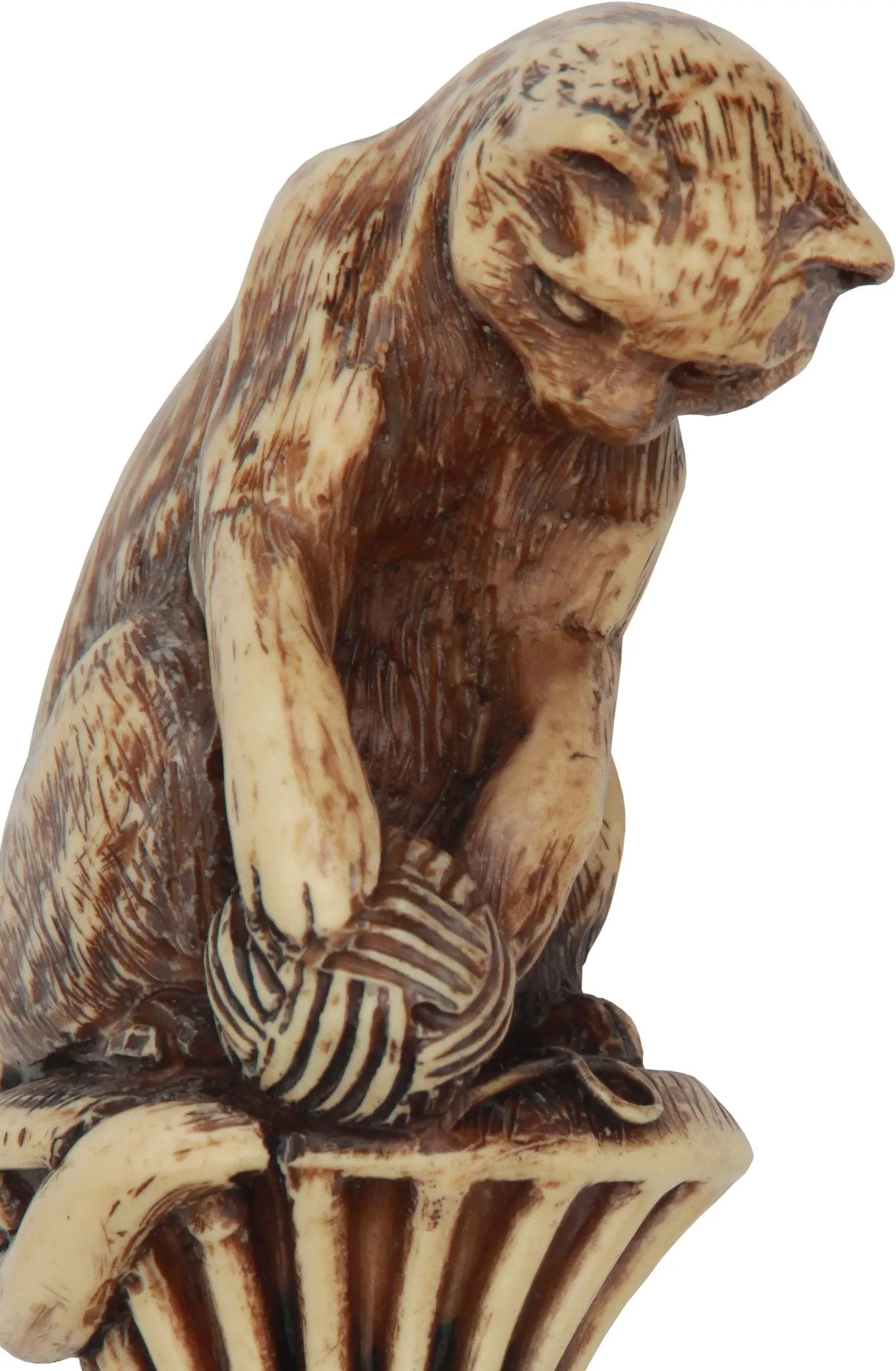 Scratch and Dent Sepia Cat Walking Stick With Beechwood Shaft and Brass Collar V2405