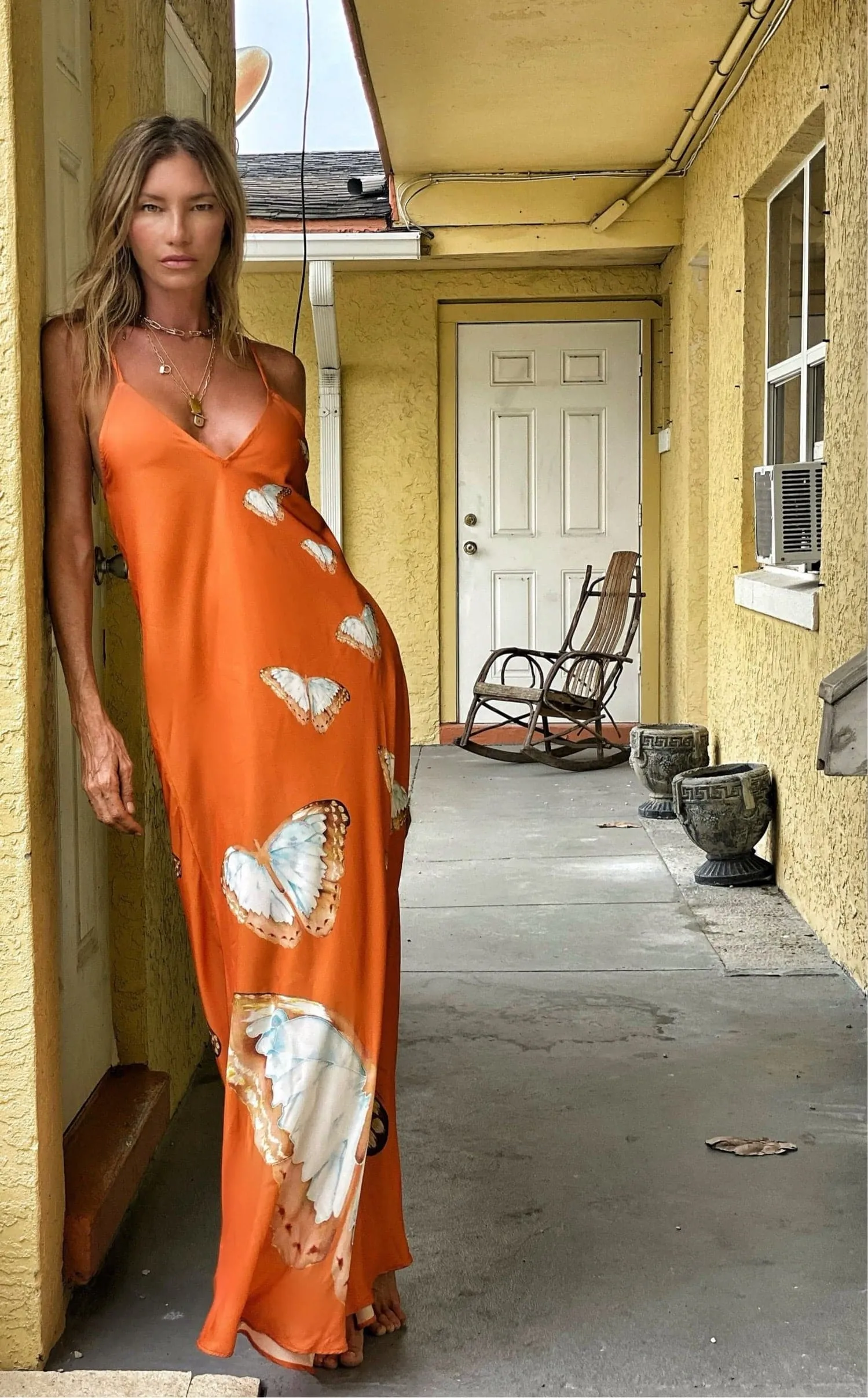 Tara Dress Tangerine Butterfly