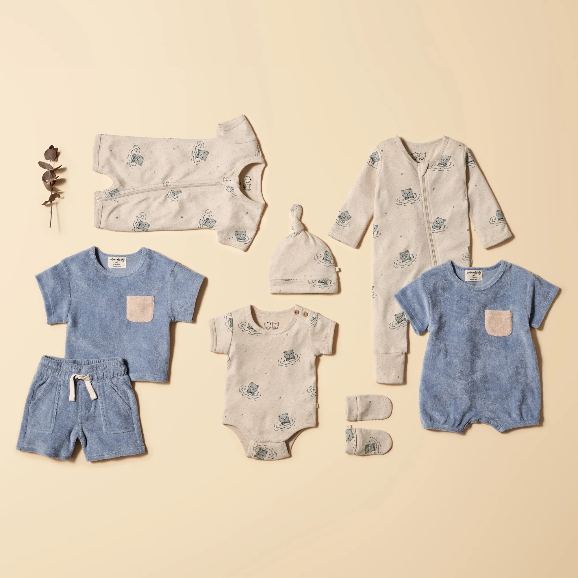 Wilson and Frenchy Dusty Blue Organic Terry Short