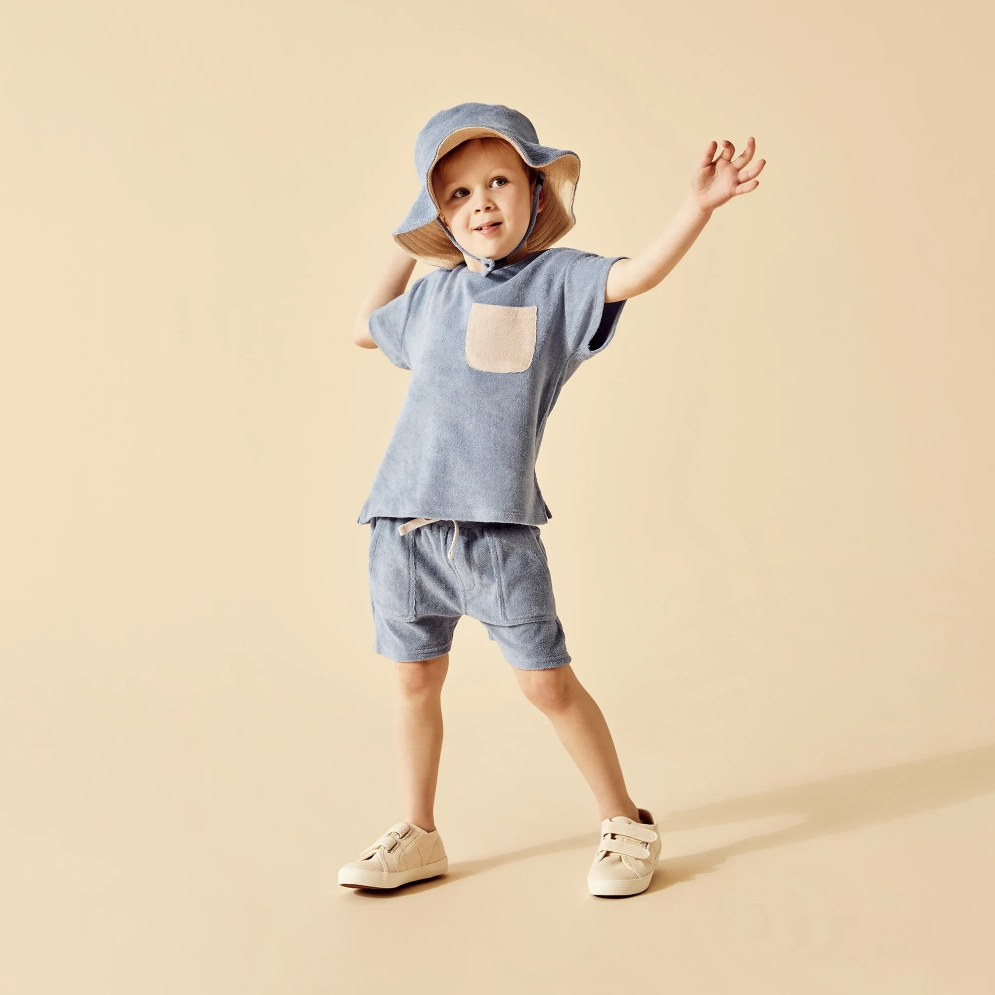 Wilson and Frenchy Dusty Blue Organic Terry Short