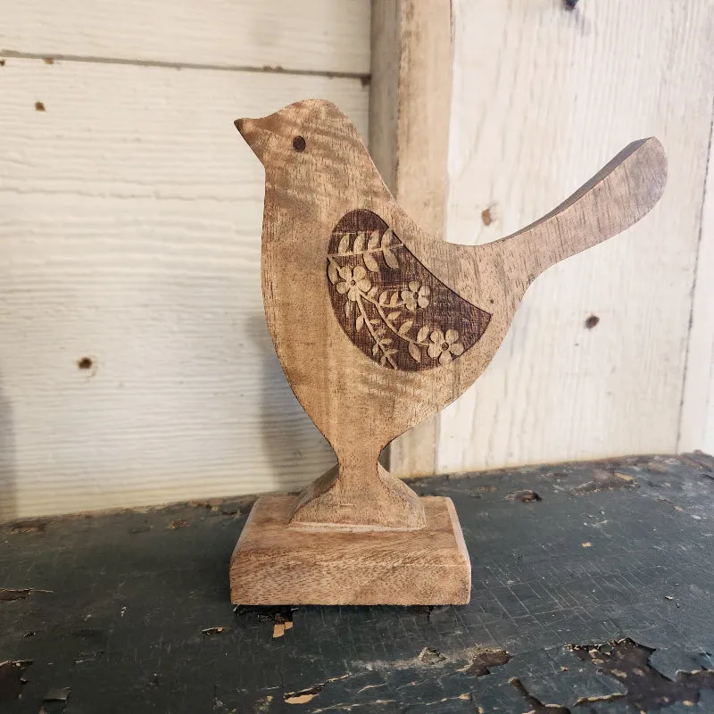 Wood Carved Bird Stand